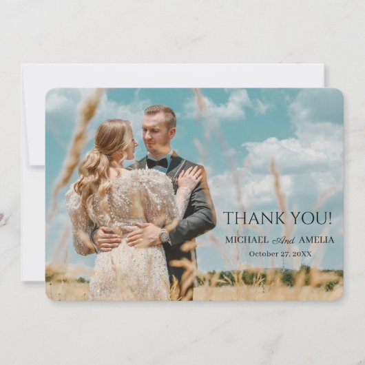 Moderne minimalistische 2 foto bruiloft dank u kaa (Voorkant)