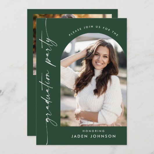 Moderne minimalistische 2 FOTO-graduatiepartij Kaart (Voorkant / Achterkant)