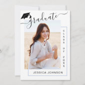 Moderne minimalistische 2 FOTO-graduatiepartij Kaart (Voorkant)