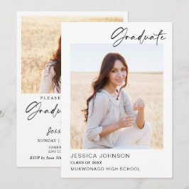 Moderne minimalistische 2 FOTO-graduatiepartij Kaart