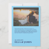 Moderne minimalistische 2 foto marine blauwe bruil bedankkaart (Achterkant)