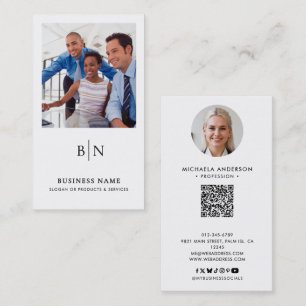 Moderne Minimalistische 2-foto QR-code en sociale  Visitekaartje