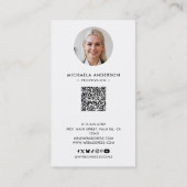 Moderne minimalistische 2-foto QR-code en sociale  Visitekaartje (Achterkant)