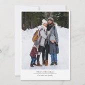 Moderne minimalistische 2 foto vrolijke kerst feestdagenkaart (Voorkant)