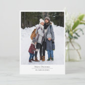 Moderne minimalistische 2 foto vrolijke kerst feestdagenkaart (Staand voorkant)