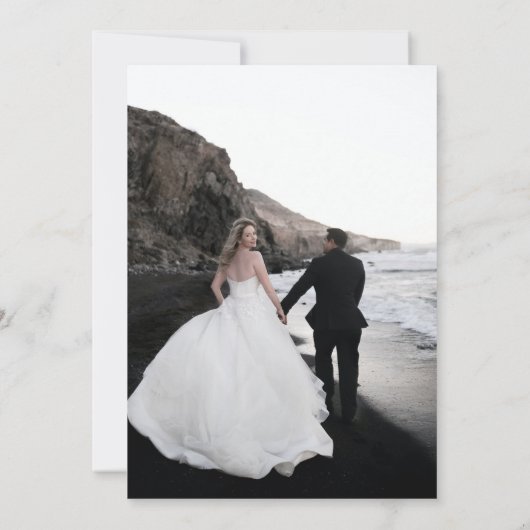 Moderne, minimalistische 2 foto's bruiloft Harteli Bedankkaart (Achterkant)