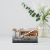 Moderne minimalistische 2 foto's QR-code en social Visitekaartje (Staand voorkant)