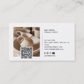 Moderne minimalistische 2 foto's QR-code & socials Visitekaartje (Voorkant)