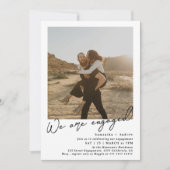 Moderne minimalistische 2 foto's verlovingsfeest kaart (Voorkant)