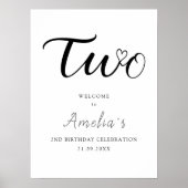 Moderne minimalistische 2e verjaardag welkomstbord poster (Voorkant)