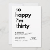 Moderne minimalistische 30e verjaardag uitnodiging (Voorkant)