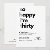 Moderne minimalistische 30e verjaardag uitnodiging (Voorkant / Achterkant)