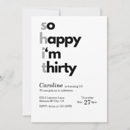 Moderne minimalistische 30e verjaardag uitnodiging