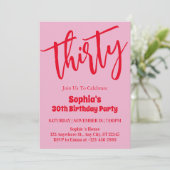 Moderne minimalistische 30e verjaardagsfeestje kaart (Staand voorkant)