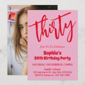 Moderne minimalistische 30e verjaardagsfeestje kaart (Voorkant / Achterkant)