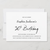 Moderne minimalistische 30e verjaardagsfeestje kaart (Voorkant)