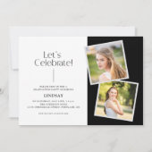 Moderne minimalistische 3 foto afstudeerfeest kaart (Achterkant)