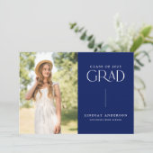 Moderne minimalistische 3 foto afstudeerfeest kaart (Staand voorkant)