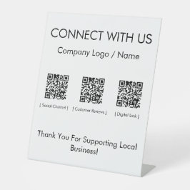 Moderne Minimalistische 3 Foto Barcode Tafelkaart Reclamebord Met Voetstuk