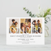 Moderne Minimalistische 3 Foto Collage Trouwdag Kaart (Staand voorkant)