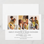 Moderne Minimalistische 3 Foto Collage Trouwdag Kaart (Voorkant / Achterkant)