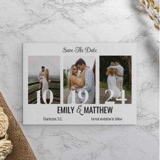 Moderne minimalistische 3 foto Elegant Save the Da Date