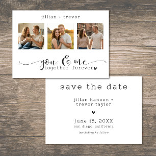 Moderne Minimalistische 3 Foto Script Collage Brui Save The Date