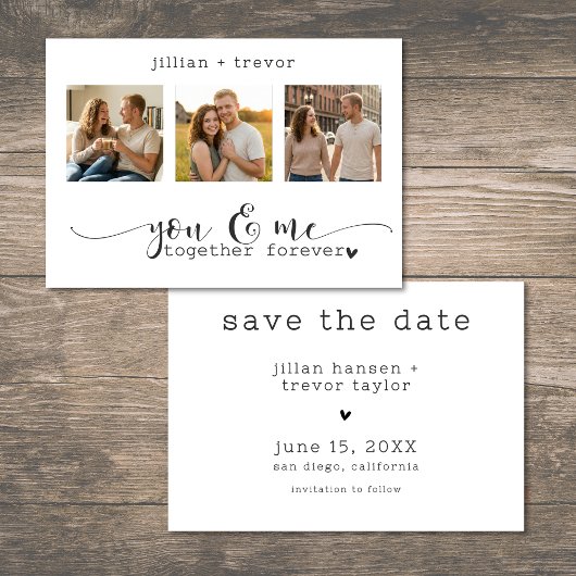 Moderne Minimalistische 3 Foto Script Collage Brui Save The Date