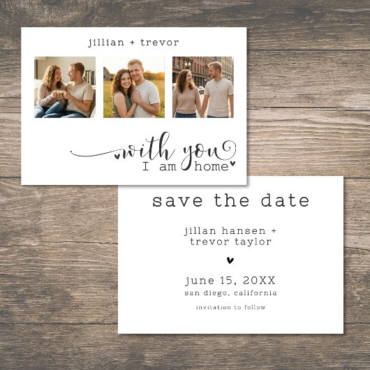 Moderne Minimalistische 3 Foto Script Collage Brui Save The Date