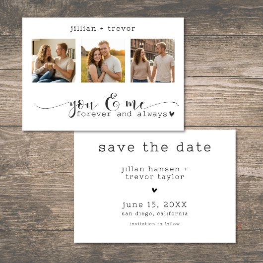 Moderne Minimalistische 3 Foto Script Collage Brui Save The Date