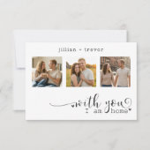 Moderne Minimalistische 3 Foto Script Collage Brui Save The Date (Voorkant)