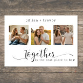 Moderne Minimalistische 3-Foto Script Collage Huwe Save The Date