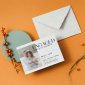 Moderne minimalistische 3 foto zwart-wit Verloving Kaart