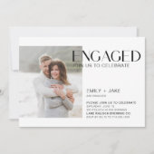 Moderne minimalistische 3 foto zwart-wit Verloving Kaart (Voorkant)