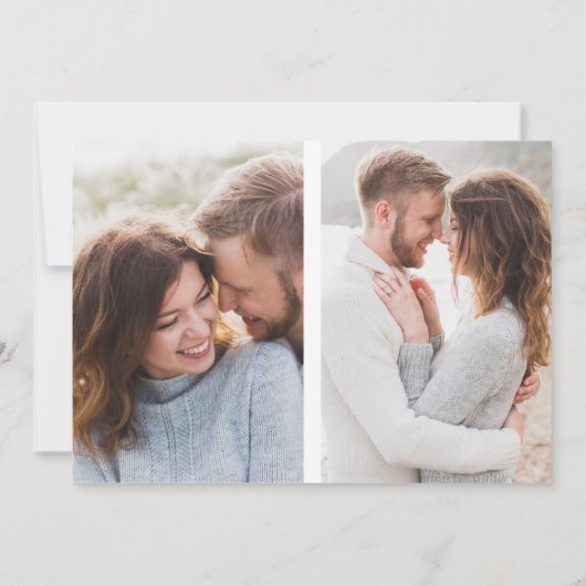 Moderne minimalistische 3 foto zwart-wit Verloving Kaart (Achterkant)