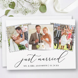 Moderne minimalistische 3 foto's kalligrafie bruil aankondiging