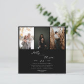 Moderne minimalistische 3 foto's zwart-wit kaart (Staand voorkant)