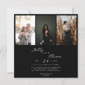 Moderne minimalistische 3 foto's zwart-wit kaart (Voorkant)