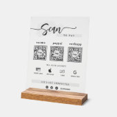 Moderne Minimalistische 3 Qr Code Scan Om Bevroren Acryl Bord (Hoek)