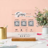 Moderne Minimalistische 3 Qr Code Scan Om Bevroren Acryl Bord (Huwelijk)