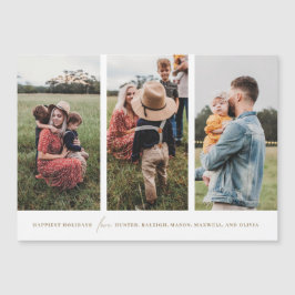 Moderne minimalistische 3 verticale foto's vakanti magnetische uitnodiging