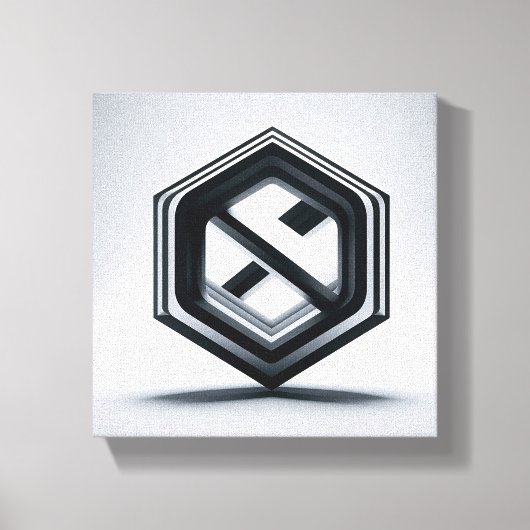 Moderne Minimalistische 3D Hexagonaal Kunst - Abst Canvas Afdruk (Voorkant)