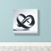 Moderne Minimalistische 3D Oneindige Knoop - Abstr Canvas Afdruk (Insitu (Houten vloer))