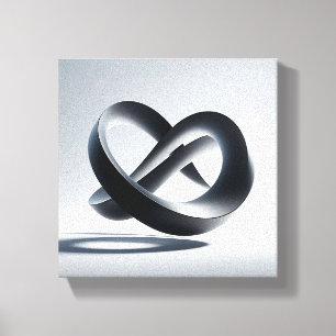 Moderne Minimalistische 3D Oneindige Knoop - Abstr Canvas Afdruk