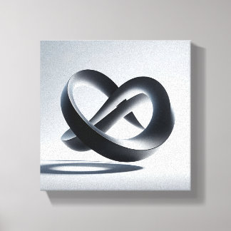 Moderne Minimalistische 3D Oneindige Knoop - Abstr Canvas Afdruk