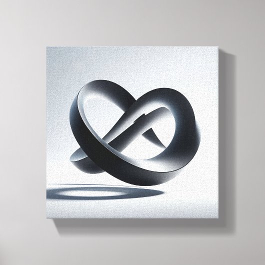 Moderne Minimalistische 3D Oneindige Knoop - Abstr Canvas Afdruk (Voorkant)