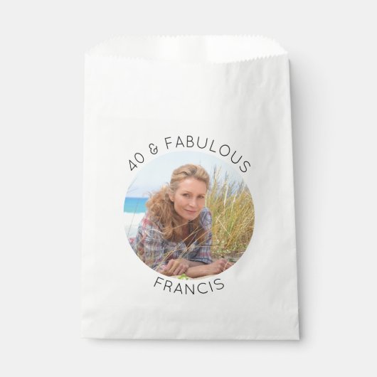 Moderne minimalistische 40 & fantastische cirkelfo bedankzakje (Voorkant)