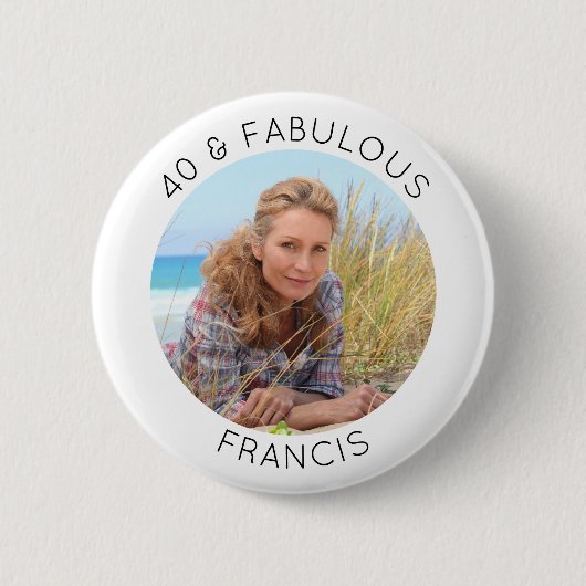 Moderne minimalistische 40 & fantastische foto ronde button 5,7 cm (Voorkant)