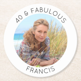 Moderne minimalistische 40 & fantastische foto ronde kartonnen onderzetter