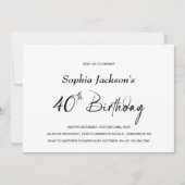Moderne minimalistische 40e verjaardag kaart (Voorkant)
